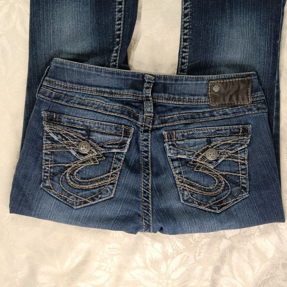 Silver Jeans Womens W27/L32 Suki Surplus Stretchy Bootcut Lowrise Darkwash Y2K